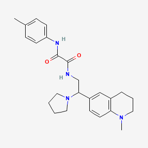 molecular formula C25H32N4O2 B2696529 N-[2-(1-methyl-1,2,3,4-tetrahydroquinolin-6-yl)-2-(pyrrolidin-1-yl)ethyl]-N'-(4-methylphenyl)ethanediamide CAS No. 922064-79-7