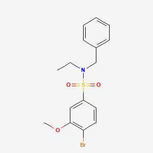 molecular formula C16H18BrNO3S B2696548 N-benzyl-4-bromo-N-ethyl-3-methoxybenzenesulfonamide CAS No. 873671-38-6