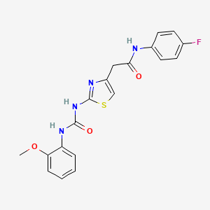 molecular formula C19H17FN4O3S B2696552 N-(4-fluorophenyl)-2-(2-(3-(2-methoxyphenyl)ureido)thiazol-4-yl)acetamide CAS No. 897622-14-9