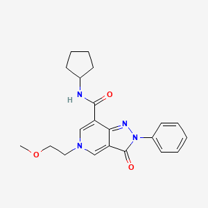 molecular formula C21H24N4O3 B2696562 N-cyclopentyl-5-(2-methoxyethyl)-3-oxo-2-phenyl-2H,3H,5H-pyrazolo[4,3-c]pyridine-7-carboxamide CAS No. 923184-91-2