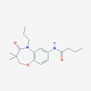 molecular formula C18H26N2O3 B2696596 N-(3,3-dimethyl-4-oxo-5-propyl-2,3,4,5-tetrahydro-1,5-benzoxazepin-7-yl)butanamide CAS No. 921864-20-2