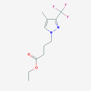 molecular formula C11H15F3N2O2 B2696624 Ethyl 4-[4-methyl-3-(trifluoromethyl)-1H-pyrazol-1-yl]butanoate CAS No. 1855890-56-0