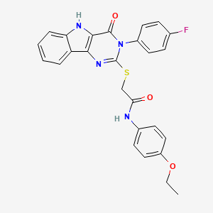 molecular formula C26H21FN4O3S B2696634 N-(4-ethoxyphenyl)-2-((3-(4-fluorophenyl)-4-oxo-4,5-dihydro-3H-pyrimido[5,4-b]indol-2-yl)thio)acetamide CAS No. 536710-98-2