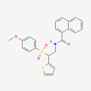 molecular formula C24H21NO4S2 B2696639 N-(2-((4-methoxyphenyl)sulfonyl)-2-(thiophen-2-yl)ethyl)-1-naphthamide CAS No. 941944-89-4