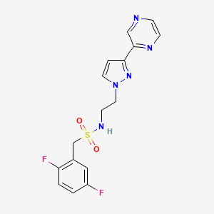 molecular formula C16H15F2N5O2S B2696643 1-(2,5-difluorophenyl)-N-(2-(3-(pyrazin-2-yl)-1H-pyrazol-1-yl)ethyl)methanesulfonamide CAS No. 2034549-33-0