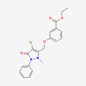 molecular formula C20H19BrN2O4 B2696694 Ethyl 3-[(4-bromo-2-methyl-5-oxo-1-phenylpyrazol-3-yl)methoxy]benzoate CAS No. 937605-03-3