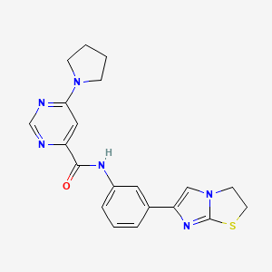 molecular formula C20H20N6OS B2696732 N-(3-(2,3-dihydroimidazo[2,1-b]thiazol-6-yl)phenyl)-6-(pyrrolidin-1-yl)pyrimidine-4-carboxamide CAS No. 2034581-74-1