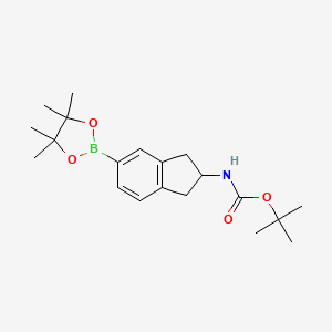molecular formula C20H30BNO4 B2696798 tert-Butyl (5-(4,4,5,5-tetramethyl-1,3,2-dioxaborolan-2-yl)-2,3-dihydro-1H-inden-2-yl)carbamate CAS No. 1338547-17-3
