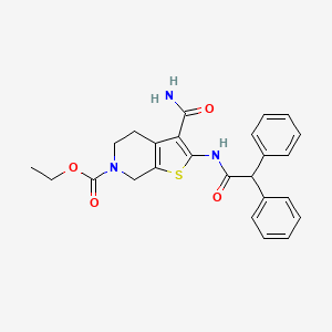 molecular formula C25H25N3O4S B2696805 ethyl 3-carbamoyl-2-(2,2-diphenylacetamido)-4H,5H,6H,7H-thieno[2,3-c]pyridine-6-carboxylate CAS No. 921117-57-9