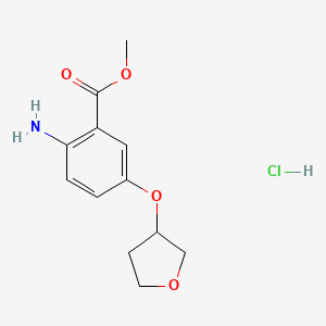 molecular formula C12H16ClNO4 B2696833 Methyl 2-amino-5-(oxolan-3-yloxy)benzoate hydrochloride CAS No. 2137675-52-4