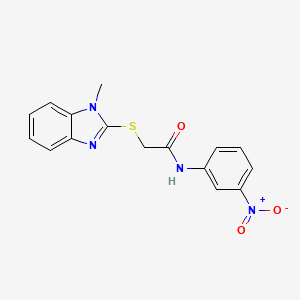 molecular formula C16H14N4O3S B2696863 2-[(1-methyl-1H-benzimidazol-2-yl)thio]-N-(3-nitrophenyl)acetamide CAS No. 325983-83-3