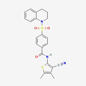 molecular formula C23H21N3O3S2 B2696912 N-(3-cyano-4,5-dimethylthiophen-2-yl)-4-((3,4-dihydroquinolin-1(2H)-yl)sulfonyl)benzamide CAS No. 896302-45-7