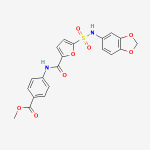 molecular formula C20H16N2O8S B2696927 methyl 4-{5-[(2H-1,3-benzodioxol-5-yl)sulfamoyl]furan-2-amido}benzoate CAS No. 1170572-39-0