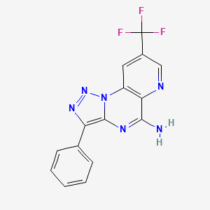molecular formula C15H9F3N6 B2696974 3-Phenyl-8-(trifluoromethyl)pyrido[2,3-e][1,2,3]triazolo[1,5-a]pyrimidin-5-amine CAS No. 338420-33-0