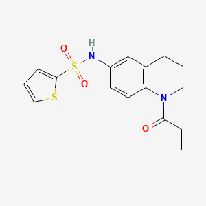 molecular formula C16H18N2O3S2 B2697008 N-(1-propanoyl-1,2,3,4-tetrahydroquinolin-6-yl)thiophene-2-sulfonamide CAS No. 954000-60-3