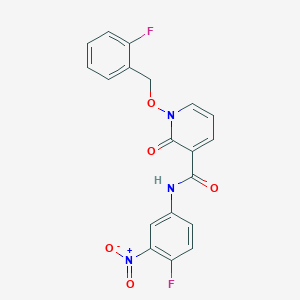 molecular formula C19H13F2N3O5 B2697020 N-(4-fluoro-3-nitrophenyl)-1-[(2-fluorophenyl)methoxy]-2-oxo-1,2-dihydropyridine-3-carboxamide CAS No. 868679-12-3