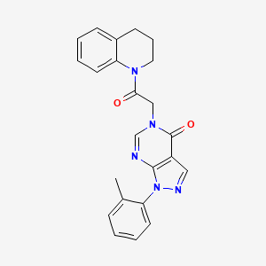 molecular formula C23H21N5O2 B2697041 1-(2-methylphenyl)-5-[2-oxo-2-(1,2,3,4-tetrahydroquinolin-1-yl)ethyl]-1H,4H,5H-pyrazolo[3,4-d]pyrimidin-4-one CAS No. 887456-93-1