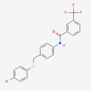 molecular formula C21H15BrF3NOS B2697067 N-[4-[(4-bromophenyl)sulfanylmethyl]phenyl]-3-(trifluoromethyl)benzamide CAS No. 321431-75-8