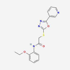 molecular formula C17H16N4O3S B2697075 N-(2-ethoxyphenyl)-2-{[5-(pyridin-3-yl)-1,3,4-oxadiazol-2-yl]sulfanyl}acetamide CAS No. 898630-77-8
