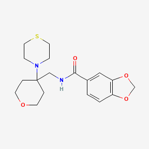 molecular formula C18H24N2O4S B2697101 N-{[4-(thiomorpholin-4-yl)oxan-4-yl]methyl}-2H-1,3-benzodioxole-5-carboxamide CAS No. 2415634-76-1