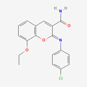 molecular formula C18H15ClN2O3 B2697130 (2Z)-2-[(4-chlorophenyl)imino]-8-ethoxy-2H-chromene-3-carboxamide CAS No. 328555-85-7