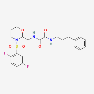 molecular formula C22H25F2N3O5S B2697170 N-{[3-(2,5-difluorobenzenesulfonyl)-1,3-oxazinan-2-yl]methyl}-N'-(3-phenylpropyl)ethanediamide CAS No. 872976-58-4