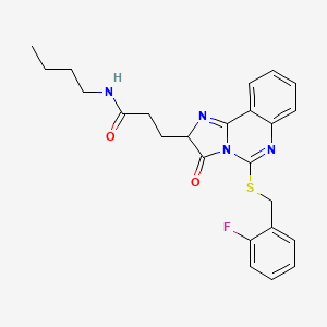 molecular formula C24H25FN4O2S B2697206 N-butyl-3-(5-{[(2-fluorophenyl)methyl]sulfanyl}-3-oxo-2H,3H-imidazo[1,2-c]quinazolin-2-yl)propanamide CAS No. 1042906-00-2