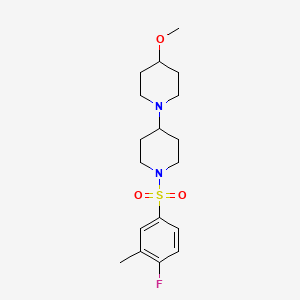 molecular formula C18H27FN2O3S B2697211 1'-(4-Fluoro-3-methylbenzenesulfonyl)-4-methoxy-1,4'-bipiperidine CAS No. 1705309-33-6
