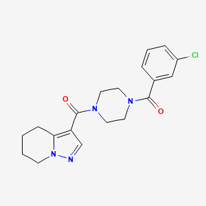 molecular formula C19H21ClN4O2 B2697237 (4-(3-Chlorobenzoyl)piperazin-1-yl)(4,5,6,7-tetrahydropyrazolo[1,5-a]pyridin-3-yl)methanone CAS No. 2034452-52-1