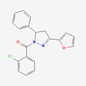 molecular formula C20H15ClN2O2 B2697245 1-(2-chlorobenzoyl)-3-(furan-2-yl)-5-phenyl-4,5-dihydro-1H-pyrazole CAS No. 1797270-73-5