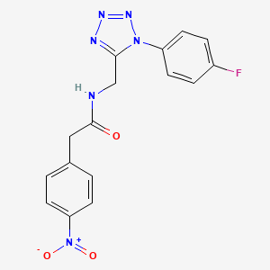 molecular formula C16H13FN6O3 B2697254 N-((1-(4-fluorophenyl)-1H-tetrazol-5-yl)methyl)-2-(4-nitrophenyl)acetamide CAS No. 897623-63-1