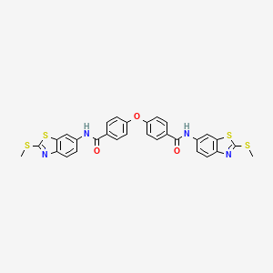 molecular formula C30H22N4O3S4 B2697260 N-[2-(methylsulfanyl)-1,3-benzothiazol-6-yl]-4-(4-{[2-(methylsulfanyl)-1,3-benzothiazol-6-yl]carbamoyl}phenoxy)benzamide CAS No. 325987-85-7