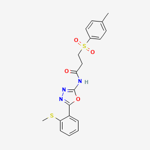 N-(5-(2-(methylthio)phenyl)-1,3,4-oxadiazol-2-yl)-3-tosylpropanamide