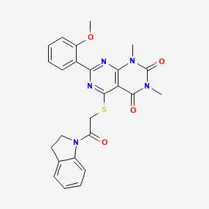 5-((2-(indolin-1-yl)-2-oxoethyl)thio)-7-(2-methoxyphenyl)-1,3-dimethylpyrimido[4,5-d]pyrimidine-2,4(1H,3H)-dione