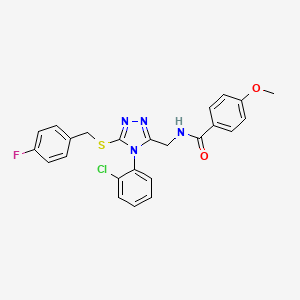 molecular formula C24H20ClFN4O2S B2697332 N-((4-(2-chlorophenyl)-5-((4-fluorobenzyl)thio)-4H-1,2,4-triazol-3-yl)methyl)-4-methoxybenzamide CAS No. 476434-26-1