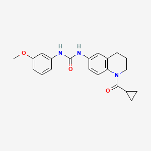 molecular formula C21H23N3O3 B2697350 1-(1-(Cyclopropanecarbonyl)-1,2,3,4-tetrahydroquinolin-6-yl)-3-(3-methoxyphenyl)urea CAS No. 1203097-15-7