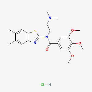 molecular formula C23H30ClN3O4S B2697356 N-(2-(dimethylamino)ethyl)-N-(5,6-dimethylbenzo[d]thiazol-2-yl)-3,4,5-trimethoxybenzamide hydrochloride CAS No. 1216511-07-7