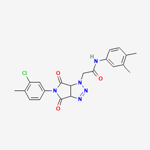 molecular formula C21H20ClN5O3 B2697361 2-(5-(3-chloro-4-methylphenyl)-4,6-dioxo-4,5,6,6a-tetrahydropyrrolo[3,4-d][1,2,3]triazol-1(3aH)-yl)-N-(3,4-dimethylphenyl)acetamide CAS No. 1052559-84-8