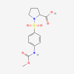 molecular formula C13H16N2O6S B2697365 1-{4-[(Methoxycarbonyl)amino]benzenesulfonyl}pyrrolidine-2-carboxylic acid CAS No. 1008946-47-1