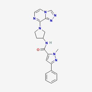 molecular formula C20H20N8O B2697366 N-(1-([1,2,4]triazolo[4,3-a]pyrazin-8-yl)pyrrolidin-3-yl)-1-methyl-3-phenyl-1H-pyrazole-5-carboxamide CAS No. 2034531-70-7