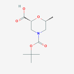 molecular formula C11H19NO5 B2697371 (2R,6R)-4-(tert-butoxycarbonyl)-6-methylmorpholine-2-carboxylic acid CAS No. 1581752-93-3
