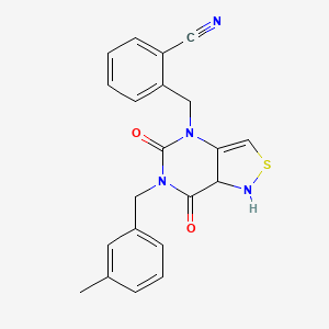 molecular formula C21H16N4O2S B2697375 2-({6-[(3-methylphenyl)methyl]-5,7-dioxo-4H,5H,6H,7H-[1,2]thiazolo[4,3-d]pyrimidin-4-yl}methyl)benzonitrile CAS No. 2320725-92-4