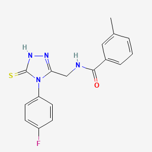 molecular formula C17H15FN4OS B2697378 N-{[4-(4-fluorophenyl)-5-sulfanylidene-4,5-dihydro-1H-1,2,4-triazol-3-yl]methyl}-3-methylbenzamide CAS No. 391886-62-7