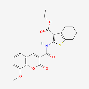 molecular formula C22H21NO6S B2697424 ethyl 2-(8-methoxy-2-oxo-2H-chromene-3-amido)-4,5,6,7-tetrahydro-1-benzothiophene-3-carboxylate CAS No. 825599-74-4