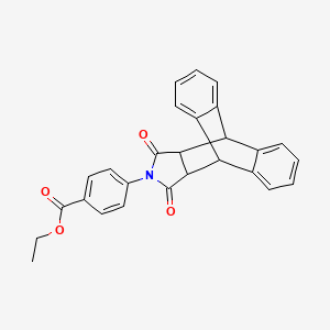molecular formula C27H21NO4 B2697427 Ethyl 4-{16,18-dioxo-17-azapentacyclo[6.6.5.0^{2,7}.0^{9,14}.0^{15,19}]nonadeca-2(7),3,5,9(14),10,12-hexaen-17-yl}benzoate CAS No. 297140-40-0