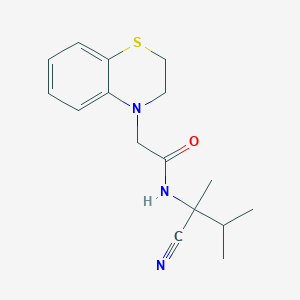 molecular formula C16H21N3OS B2697428 N-(1-cyano-1,2-dimethylpropyl)-2-(3,4-dihydro-2H-1,4-benzothiazin-4-yl)acetamide CAS No. 1356567-38-8