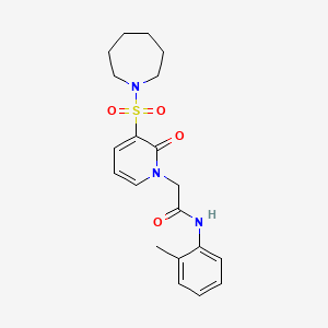 molecular formula C20H25N3O4S B2697431 2-[3-(azepan-1-ylsulfonyl)-2-oxopyridin-1(2H)-yl]-N-(2-methylphenyl)acetamide CAS No. 1251704-46-7