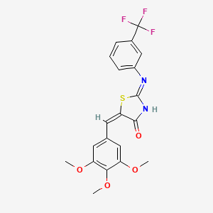 molecular formula C20H17F3N2O4S B2697434 (E)-2-((3-(trifluoromethyl)phenyl)amino)-5-(3,4,5-trimethoxybenzylidene)thiazol-4(5H)-one CAS No. 638139-87-4