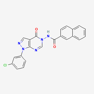 molecular formula C22H14ClN5O2 B2697436 N-(1-(3-氯苯基)-4-氧代-1H-吡唑并[3,4-d]嘧啶-5(4H)-基)-2-萘酰胺 CAS No. 919842-57-2