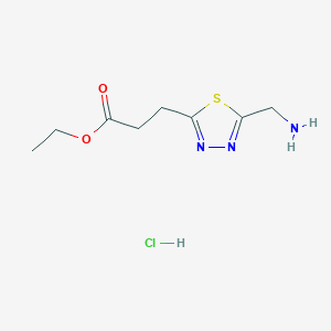 molecular formula C8H14ClN3O2S B2697443 ethyl 3-[5-(aminomethyl)-1,3,4-thiadiazol-2-yl]propanoate hydrochloride CAS No. 2416234-27-8